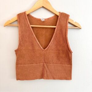 Nikibiki Ribbed Burnt Orange Crop Top